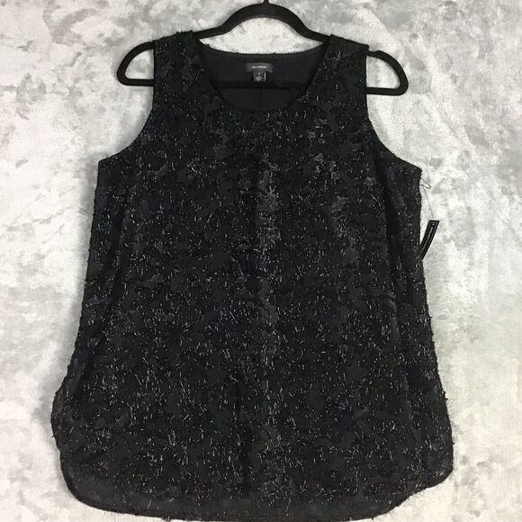 Halogen Women’s Small Black Eyelash Textured Sleeveless Blouse Top - Picture 8 of 15
